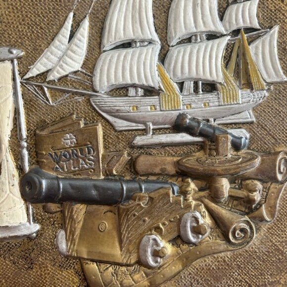 Vintage Nautical Wall Plaque with Ship and Cannon war plate ⚓️ - Picture 2 of 9